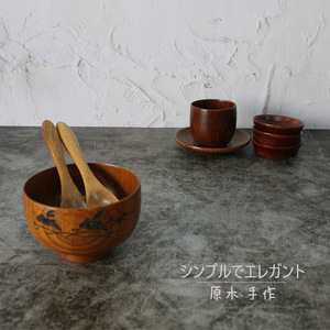 Juego de Tazones de Madera de Jujube de 3 Piezas, Color Sólido, Estilo Japonés, Juego de Comedor - Product Image 2