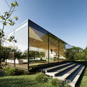 ห้องซันรูมกระจกนิรภัยโค้งทันสมัย ออกแบบสถาปัตยกรรม สำหรับบ้านพักตากอากาศหรูหรา ริมสระน้ำและสวน - Product Image 6