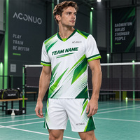 Ensemble de maillots de badminton à impression par transfert thermique, faible MOQ, logo et nom personnalisés, fabricant ODM, vêtements d'entraînement, vêtements de badminton