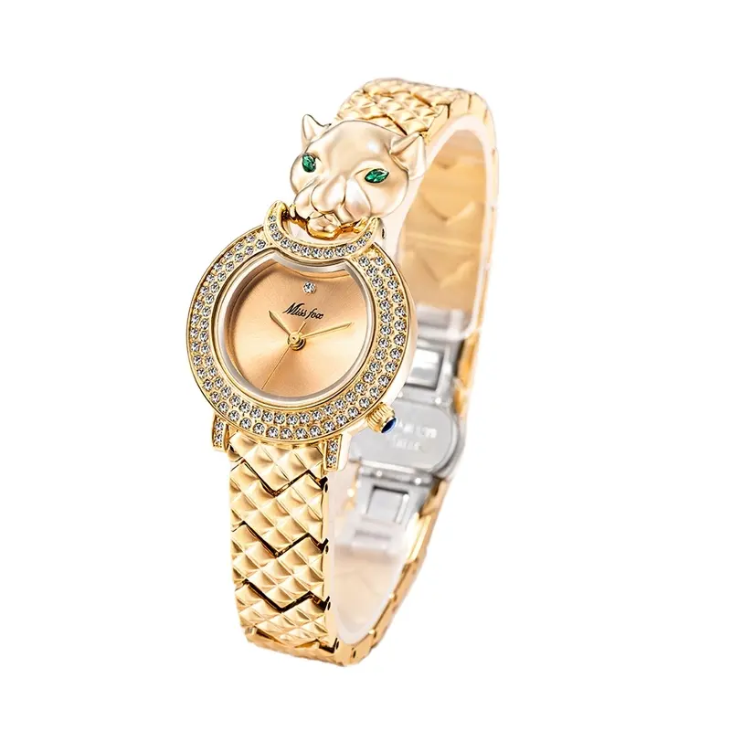 Miss Fox Watches Top Brand Luxury Leopard Women Watch Quartz Contracted Choque Casual Silver Gold Wrist Watch For lady