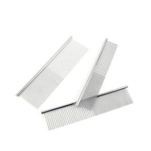 Alat pembersih Stainless Steel untuk Teddy anjing kucing, sisir baris perawatan rambut indah gigi besi panjang ukuran kecil besar - Product Image 4