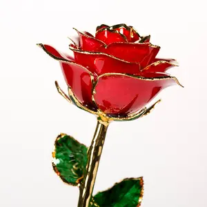 2024 Valentine's Day 24K gold plated rose flower with long stem base for Girlfriend