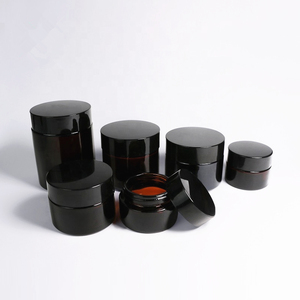 <strong>Wholesale</strong> Cosmetic Packaging 20ml 30ml 50ml <strong>Amber</strong> Glass <strong>Jar</strong> with Silver Gold Aluminum Metal Lids Black Plastic Caps in Stock - Product Image 3