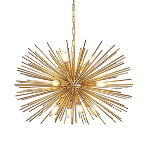 <b>Mid</b> <b>Century</b> Modern 12 Light Starburst <b>Chandelier</b> 29 Inch Gold Pendant Light Fixture For Living Room Dining Room Foyer - Product Image 1