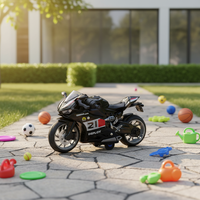 Modèle de moto jouet en alliage et plastique à l'échelle 1:14 avec son et lumière, direction de la roue avant, propulsion par friction, pour enfants