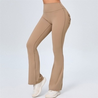 Celana Yoga Model Bell-bottom Eropa dan Amerika, Celana Olahraga Fitness Kaki Lebar, Celana Bootcut Pinggang Tinggi Cepat Kering