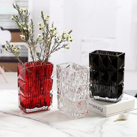 Vase à fleurs en verre artisanal texturé ondulé, style bohème vintage, pièce maîtresse décorative pour table de salon, mariage, décoration intérieure