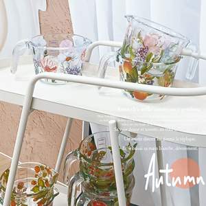 Mug à lait élégant et moderne en verre borosilicate à motif floral, qualité alimentaire, compatible lave-vaisselle et micro-ondes, pour la cuisson et le service - Product Image 4