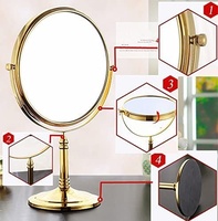 Miroir de Maquillage en Métal Cuivre KEGAO, Design Moderne, Double Face, Grossissement 3x, Noir et Or Antique, 20CM, pour Hôtels, Garantie 3 Ans