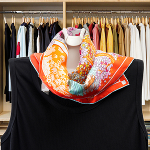 シルクスカーフカスタム高級サテン2面ピュアデジタル印刷スクエア女性シルクスカーフ - Product Image 5