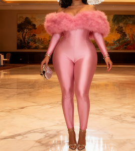 Creux Slash cou combinaisons femme fourrure Patchwork <span class=keywords><strong>hiver</strong></span> nouvelle tendance Sexy nombril exposé maigre pêche hanche Hottie Clubwear - Product Image 4