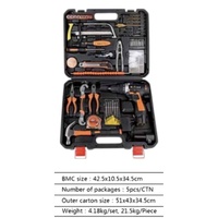 XTXS BYD-91 Ensemble de 91 outils en acier inoxydable avec batterie au lithium et poignées -9 Boîte à outils manuelle à coque rigide