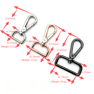 Accessoires de fabrication de sacs : Mousquetons en métal argenté 20mm, 25mm, 38mm et Mousquetons pivotants en métal doré 3/4'', 1'', 1.5'' <span class=keywords><strong>pour</strong></span> sacs à main et pochettes - Product Image 3