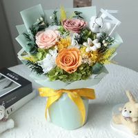 Buket Mawar Merah Muda Abadi yang Diawetkan, Rangkaian Bunga Kering Asli Alami, Hadiah Lamaran Pernikahan Hari Valentine, Dekorasi Rumah