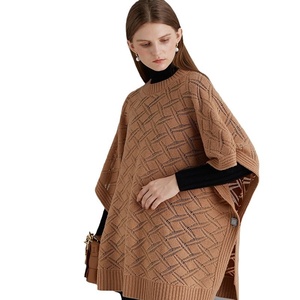 <span class=keywords><strong>Poncho</strong></span> 100 % pure laine mérinos pour <span class=keywords><strong>femme</strong></span>, motif vintage, cape tricotée, châle élégant, pull-over enveloppant pour l'automne et l'hiver, vêtement d'extérieur chaud - Product Image 5