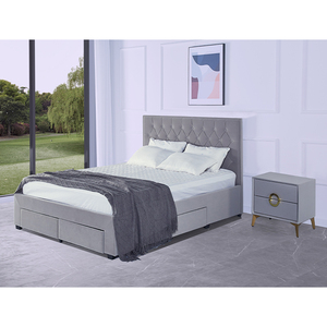 Sang Trọng Hiện Đại Nhung Bọc Giường Bọc Đôi Đầy Đủ Đôi California Siêu Vua Nữ Hoàng Kích Thước Giường Khung Với Lưu Trữ - Product Image 4