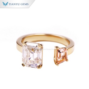 Anillo de Compromiso Abierto Tianyu Gems con Zafiro Rosa de Laboratorio y Moissanita - Product Image 2
