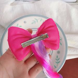 Pince à cheveux bouclée avec nœud papillon-Extensions <span class=keywords><strong>de</strong></span> cheveux bouclés colorés Pinces à cheveux avec nœud perruque pour enfants Queues <span class=keywords><strong>de</strong></span> <span class=keywords><strong>cheval</strong></span> Filles Pince à perruque épaisse - Product Image 6