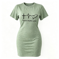 Robe T-shirt moulante à col rond et manches courtes pour femme, robe décontractée en tricot extensible à imprimé graphique pour femme, tenue de tous les jours