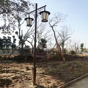 Jinchuan Chinese <b>Antique</b> Solar Garden Light 3m Double Head Outdoor Retro Lawn <b>Lamp</b> for Park - Product Image 1