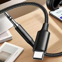 Personnalisé USB C 3.5mm Hi-Fi Stéréo Audio Adaptateur Type C Aux Tressé Câble 3.3FT Voiture Auxiliaire Mâle Cordon pour Caméra Compatible 1m