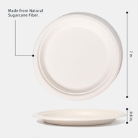 7 pouces 100% assiettes en papier jetables compostables assiettes à dîner en bagasse de canne à sucre biodégradables et écologiques pour la fête