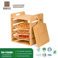 Support à pizza multicouche en bois, planches à découper à pizza en bambou antiadhésives, support pour spatule à pizza pour le rangement et la cuisson