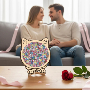 Macaron color wooden Puzzles with Unique Shapes DIY Photo <b>Frame</b> custom Cat/dog/Penguin for home decorate - Product Image 5