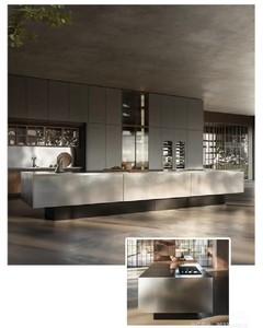 Meubles de cuisine modulaires de luxe italiens au design moderne pour hôtels commerciaux, ensemble d'îlots de rangement muraux pour salon - Product Image 1