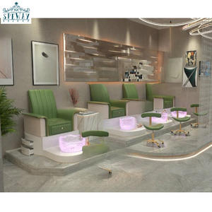 Moderno lujo belleza salón de uñas muebles pedicura Silla de alta calidad Silla de uñas placa de cerámica con función de perforación de luz - Product Image 5