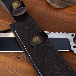 Cuchillo de Bolsillo Táctico de Alta Calidad para Uso Diario (EDC), Personalizable, Mango de Madera OEM, Funda de Cuero, Acero Inoxidable de Grado DIY - Product Image 3