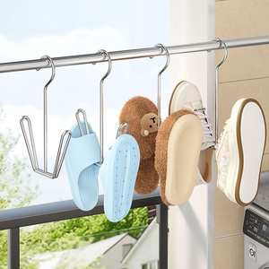 Séchoir à chaussures en acier inoxydable en forme de U, robuste et extra épais, avec crochets de drainage, empilable, moderne, pour balcon - Product Image 1