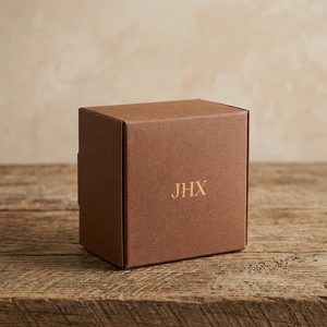 JHX Brown <b>Square</b> Rigid <b>Box</b> Hot Stamping Logo Customizable <b>Gift</b> Craft Packaging - Product Image 1