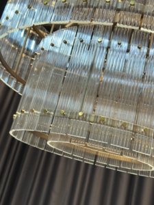 Lustre RHOEM <span class=keywords><strong>San</strong></span> <span class=keywords><strong>Marco</strong></span> en verre, lustre rond à deux niveaux, grand lustre rond en verre, éclairage de luxe personnalisé pour salon de villa - Product Image 6