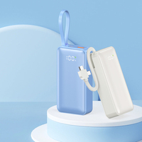 Batterie externe Li-Polymère 10000 mAh avec affichage numérique, câbles intégrés, charge rapide 20W, portable, 22,5W PD QC