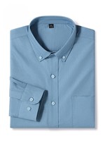 Chemise Oxford Homme Personnalisée avec Logo 100% Coton Longue Fibre Manches Longues Brodé Décontractée Anti-Plis Respirante Haute Qualité Quotidienne
