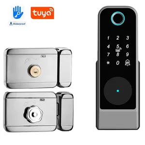 Su geçirmez Tuya dijital jant kapı kilidi IP65 TTlock parmak izi şifre Rfid kart anahtarsız açık akıllı kapı kilidi