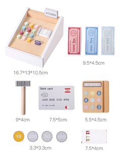 COMMIKI Bebé Educativo Educación Temprana caja registradora para niños jugar todos los juguetes familiares <span class=keywords><strong>Supermercado</strong></span> de madera caja registradora - Product Image 5