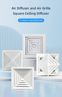 Diffuseur d'air à 4 voies en aluminium avec amortisseur de conception carrée pour les ouvertures de ventilation au plafond dans les systèmes CVC pour les sous-sols entrepôts