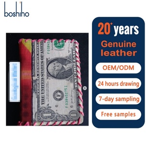 Boshiho Men's Vintage Bifold <b>Wallet</b> Zipper Closure Genuine Leather <b>RFID</b> <b>Blocking</b> Credit Card Holder US Dollar Bill Pattern Cards - Product Image 1