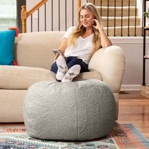 DB Jaxx Ellis Grand Pouf en peluche Faux-Lamb Smoke Pouf en peau de mouton pour un design intérieur moderne amovible pour la chambre des bébés et des enfants - Product Image 3