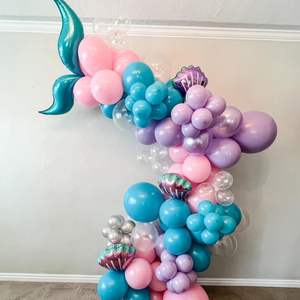 Joli ensemble d'arc de couronne de ballon de sirène Kit d'arche de ballon <span class=keywords><strong>bleu</strong></span> violet, décoration de fête d'<span class=keywords><strong>anniversaire</strong></span> de ballon de feuille d'étain de sirène - Product Image 5