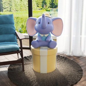 Cartoon <b>Elephant</b> Floor <b>Decoration</b> Resin Round Living Room Housewarming Gift - Product Image 1