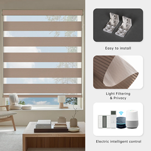SAMADHI Automatic <b>Window</b> Zebra Blinds Blackout Motorized Custom Size Easy Install Control Room <b>Shades</b> <b>Windows</b> - Product Image 2