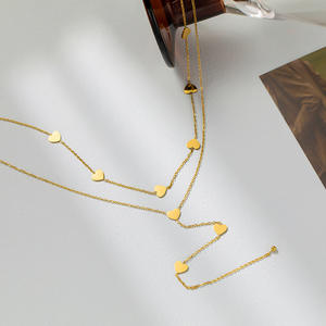 Двухслойная Высококачественная цепочка из титановой стали с длинной кисточкой, цепочка с несколькими сердечками, ожерелья - Product Image 5