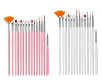 Kit de 20 pinceaux pour nail art, 2 ensembles avec palette en résine, stylo à pois, pinces, strass, outils de peinture de lignes, outils de manucure DIY, vente en gros