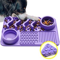 Tapis de gamelle antidérapant tout-en-un en silicone de qualité alimentaire Petdom pour chien, avec fonction d'alimentation lente et de soulagement de l'anxiété