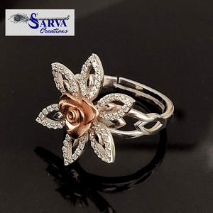 แหวนดีไซน์รูปดอกกุหลาบ925เครื่องประดับเงินสเตอร์ลิงแหวนปรับแต่งเครื่องประดับผู้ผลิต sarva jaipur - Product Image 1