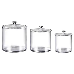 Acrylic Apothecary Jars Set of 3 Storage Box Crystal Clear Storage Canisters with Lids