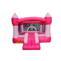 Château gonflable rose pour enfants avec toboggan